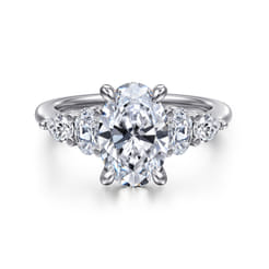 Estefani - 14K White Gold Oval Diamond Engagement Ring