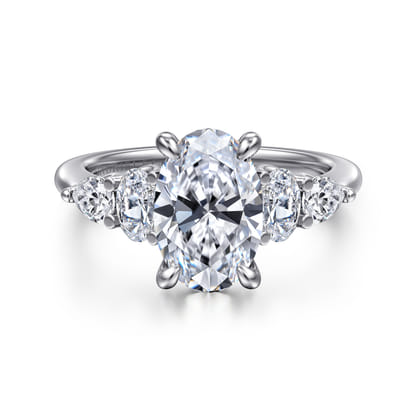 Estefani - 14K White Gold Oval Diamond Engagement Ring