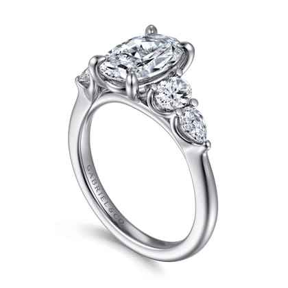 Estefani - 14K White Gold Oval Diamond Engagement Ring