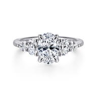 Estefani - 14K White Gold Oval Five Stone Diamond Engagement Ring