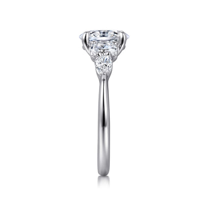 Estefani - 14K White Gold Oval Five Stone Diamond Engagement Ring