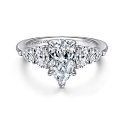 Estefani - 14K White Gold Pear Shape Diamond Engagement Ring