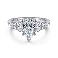 Estefani - 14K White Gold Pear Shape Diamond Engagement Ring