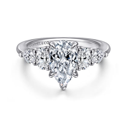 Estefani - 14K White Gold Pear Shape Diamond Engagement Ring