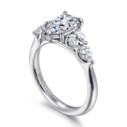 Estefani - 14K White Gold Pear Shape Diamond Engagement Ring