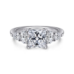 Estefani - 14K White Gold Princess Cut Diamond Engagement Ring