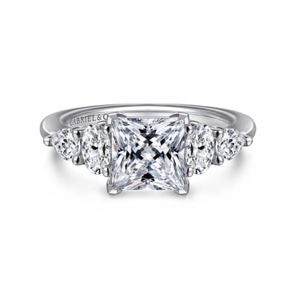 Estefani - 14K White Gold Princess Cut Diamond Engagement Ring