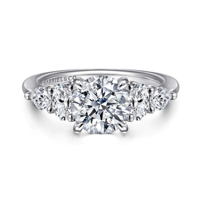 Estefani - 14K White Gold Round Diamond Engagement Ring