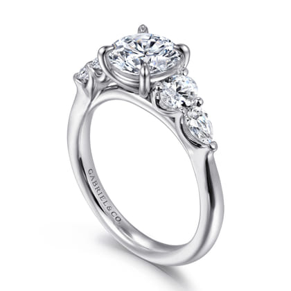 Estefani - 14K White Gold Round Diamond Engagement Ring