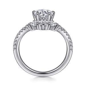 Estella - 14K White Gold Chevron Round Diamond Engagement Ring
