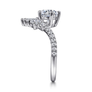 Estella - 14K White Gold Chevron Round Diamond Engagement Ring