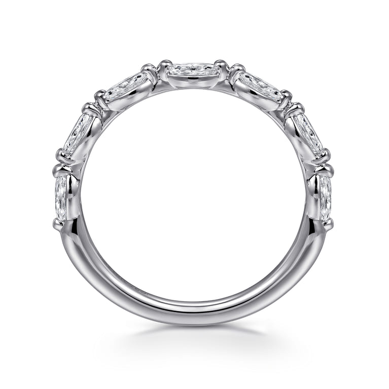 Straight Wedding Ring in 14k White Gold with Marquise Natural Diamond at Gabriel & Co. - Shot 2