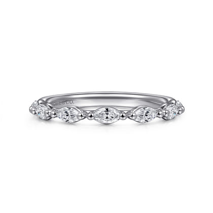 Esther - 14K White Gold Marquise Diamond Anniversary Band