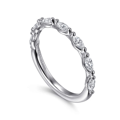 Esther - 14K White Gold Marquise Diamond Anniversary Band
