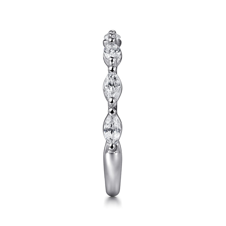 Straight Wedding Ring in 14k White Gold with Marquise Natural Diamond at Gabriel & Co. - Shot 4