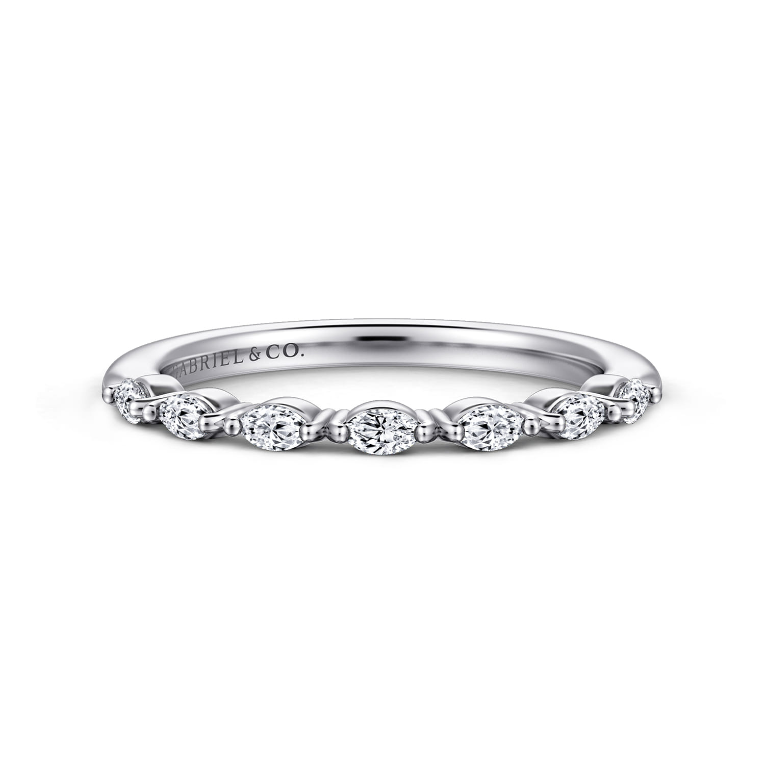Esther - 14K White Gold Marquise Diamond Anniversary Band