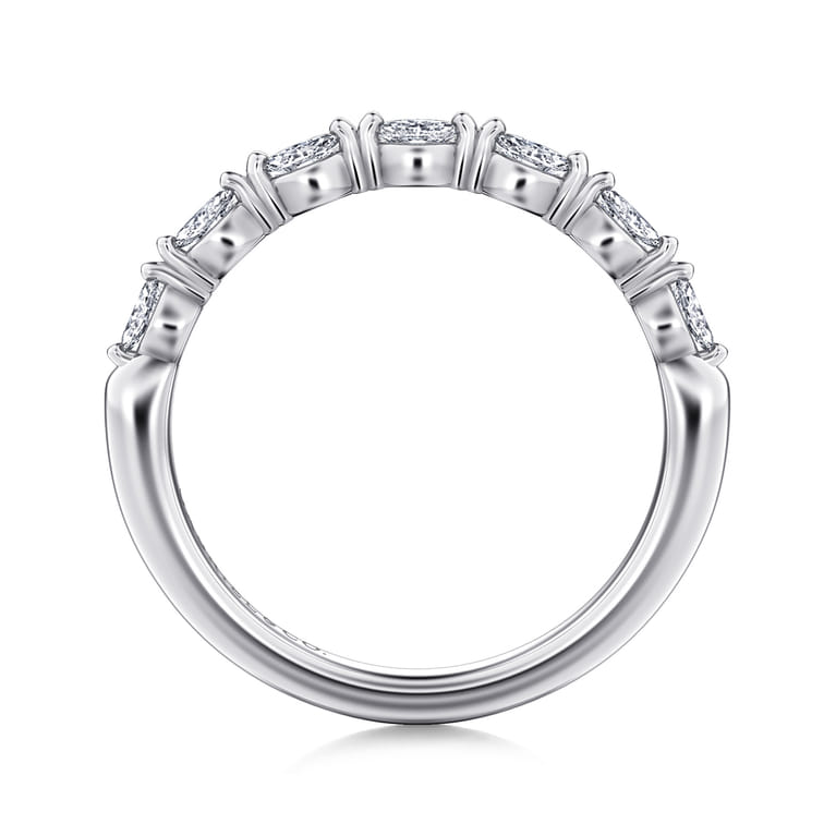 Straight Wedding Ring in 14k White Gold with Marquise Natural Diamond at Gabriel & Co. - Shot 2