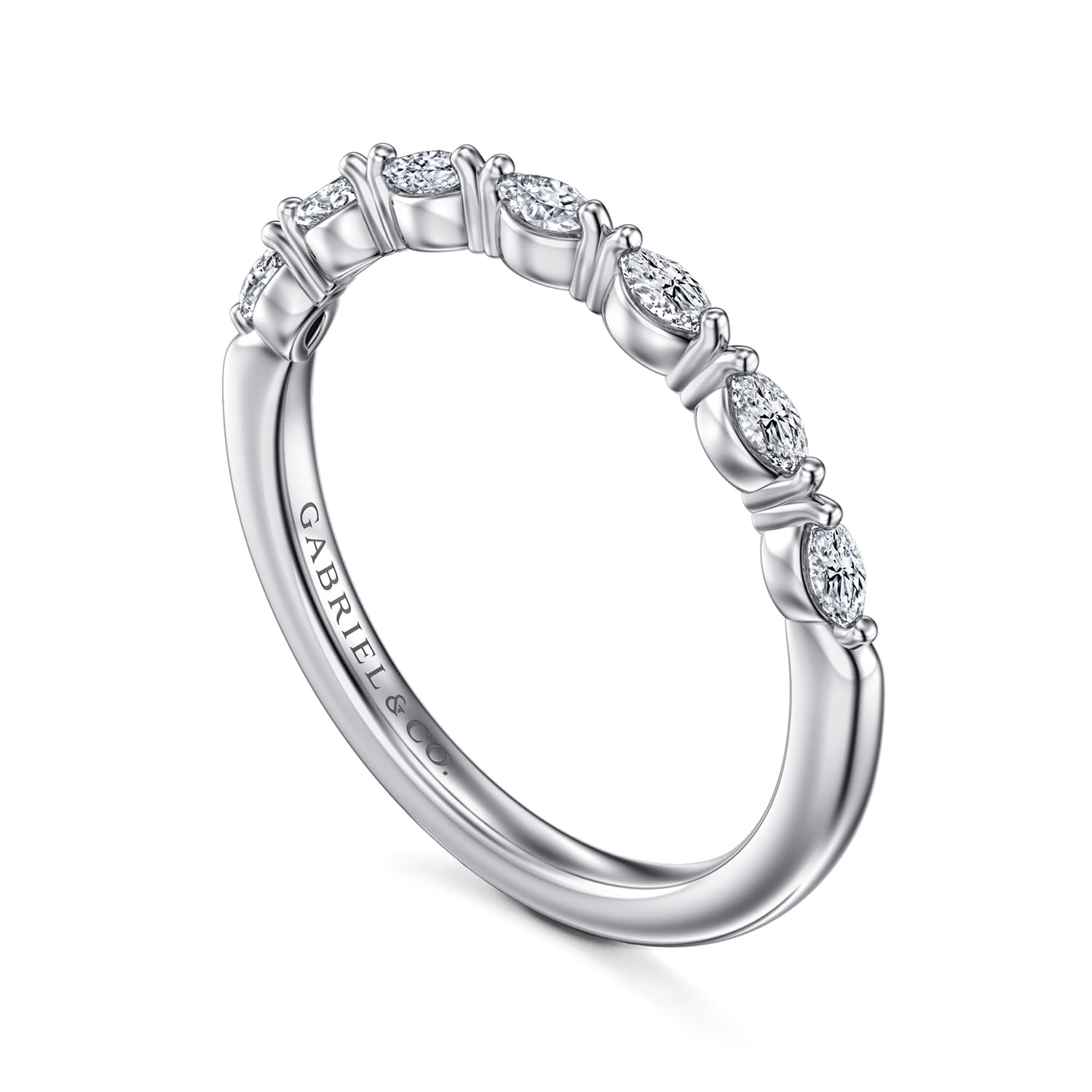 Esther - 14K White Gold Marquise Diamond Anniversary Band