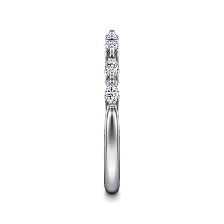 Straight Wedding Ring in 14k White Gold with Marquise Natural Diamond at Gabriel & Co. - Shot 4
