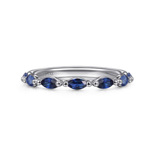 Esther - 14K White Gold Sapphire Marquise Anniversary Band