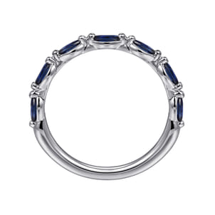 Esther - 14K White Gold Sapphire Marquise Anniversary Band