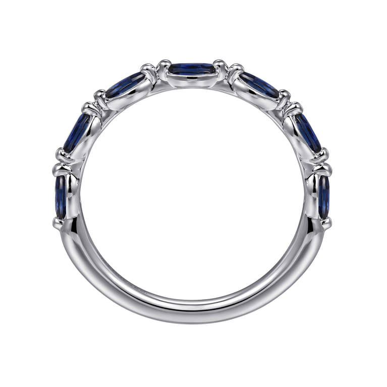 Straight Wedding Ring in 14k White Gold with Marquise Sapphire at Gabriel & Co. - Shot 2