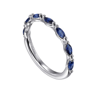 Esther - 14K White Gold Sapphire Marquise Anniversary Band