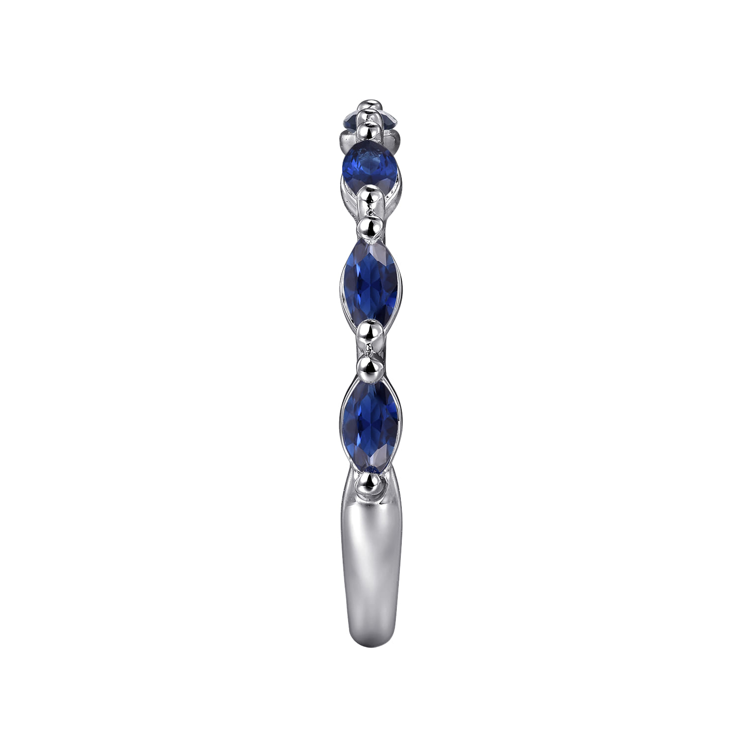Straight Wedding Ring in 14k White Gold with Marquise Sapphire at Gabriel & Co. - Shot 4