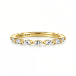 Esther - 14K Yellow Gold 7 Stone Marquise Diamond Anniversary Band