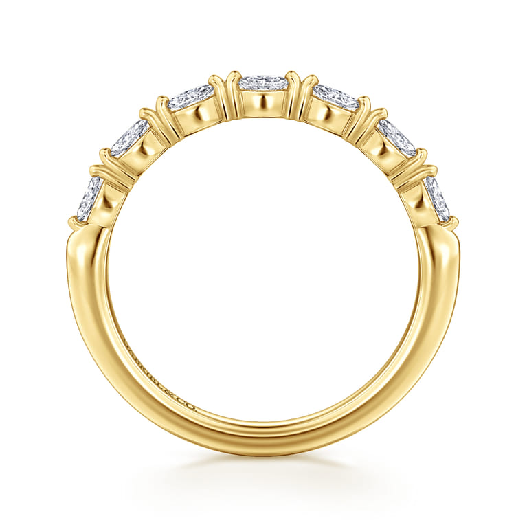 Straight Wedding Ring in 14k Yellow Gold with Marquise Natural Diamond at Gabriel & Co. - Shot 2