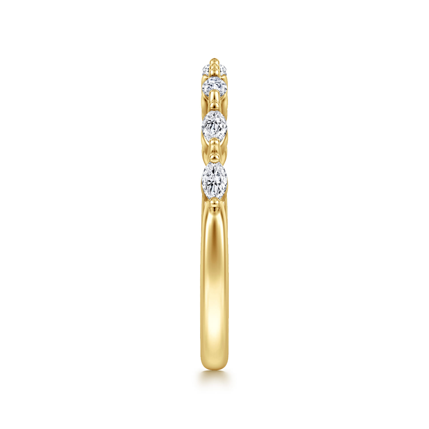 Straight Wedding Ring in 14k Yellow Gold with Marquise Natural Diamond at Gabriel & Co. - Shot 4