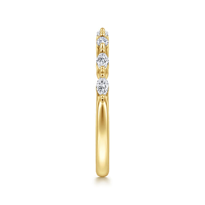 Esther - 14K Yellow Gold 7 Stone Marquise Diamond Anniversary Band