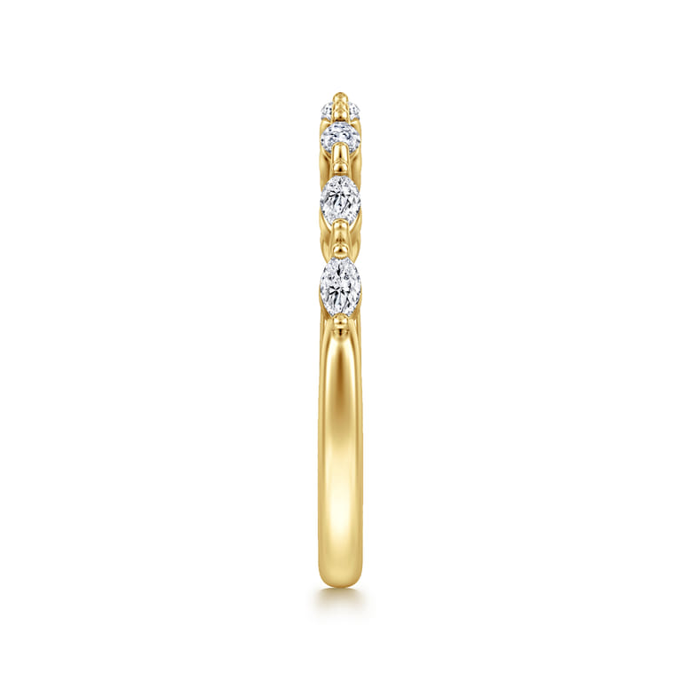 Straight Wedding Ring in 14k Yellow Gold with Marquise Natural Diamond at Gabriel & Co. - Shot 4