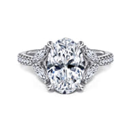Estrelle - 14K White Gold Oval Diamond Engagement Ring