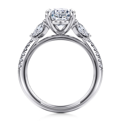 Estrelle - 14K White Gold Oval Diamond Engagement Ring