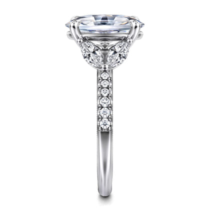 Estrelle - 14K White Gold Oval Diamond Engagement Ring