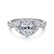 Estrelle - 14K White Gold Oval Diamond Engagement Ring