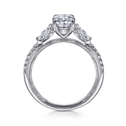 Estrelle - 14K White Gold Oval Diamond Engagement Ring