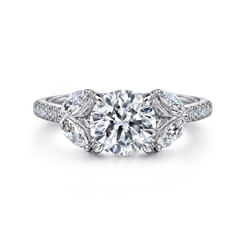 Estrelle - 14K White Gold Round Diamond Engagement Ring