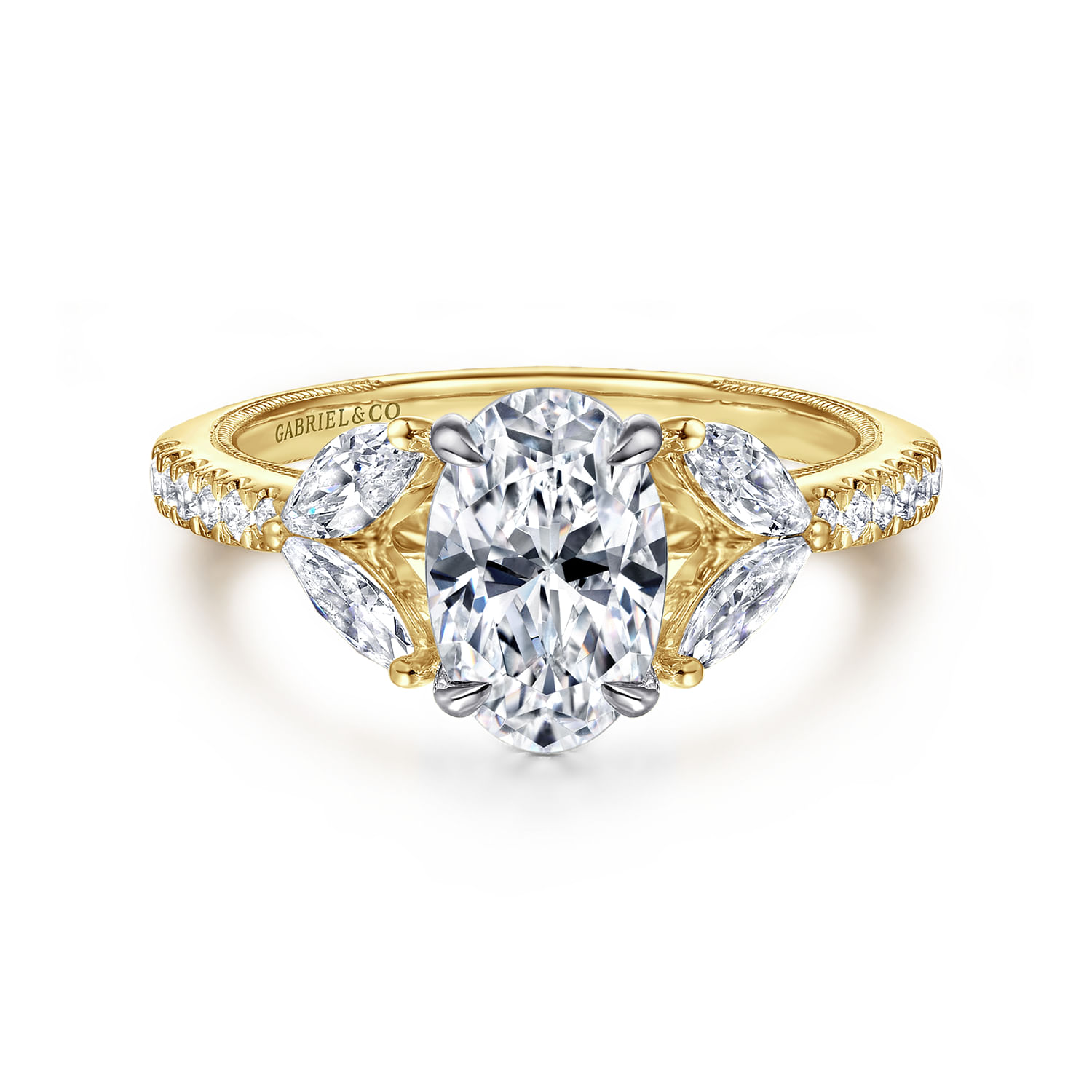 Estrelle - 14K Yellow Gold Oval Diamond Engagement Ring