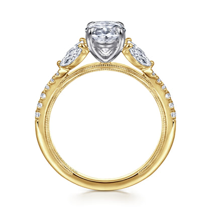 Estrelle - 14K Yellow Gold Oval Diamond Engagement Ring