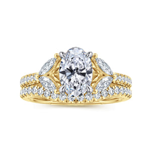 Estrelle - 14K Yellow Gold Oval Diamond Engagement Ring