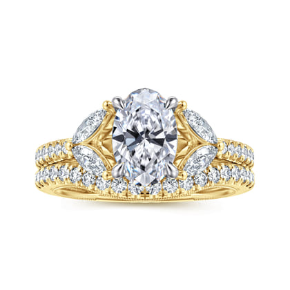 Estrelle - 14K Yellow Gold Oval Diamond Engagement Ring