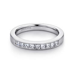 Estrie - 14K White Gold Princess Cut 9 Stone Channel Set Diamond Wedding Band