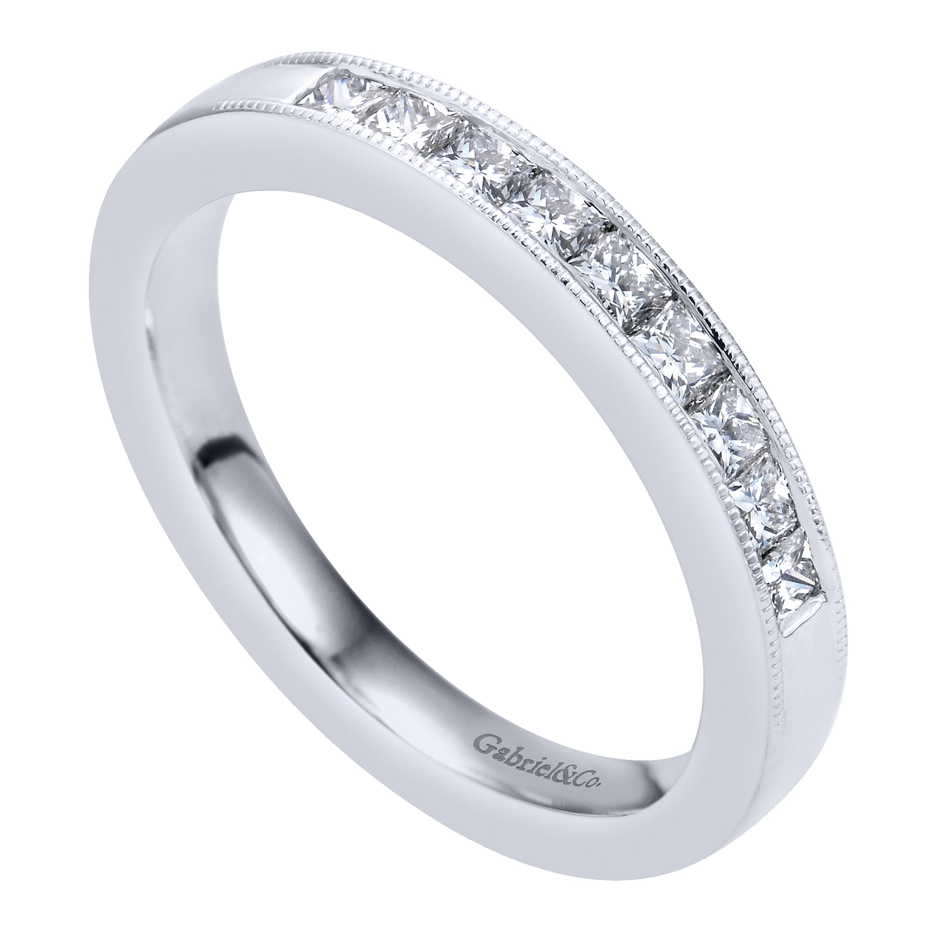 Estrie - 14K White Gold Princess Cut 9 Stone Channel Set Diamond Wedding Band - 0.4 ct - Shot 3