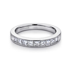 Estrie - 14K White Gold Princess Cut 9 Stone Channel Set Diamond Wedding Band