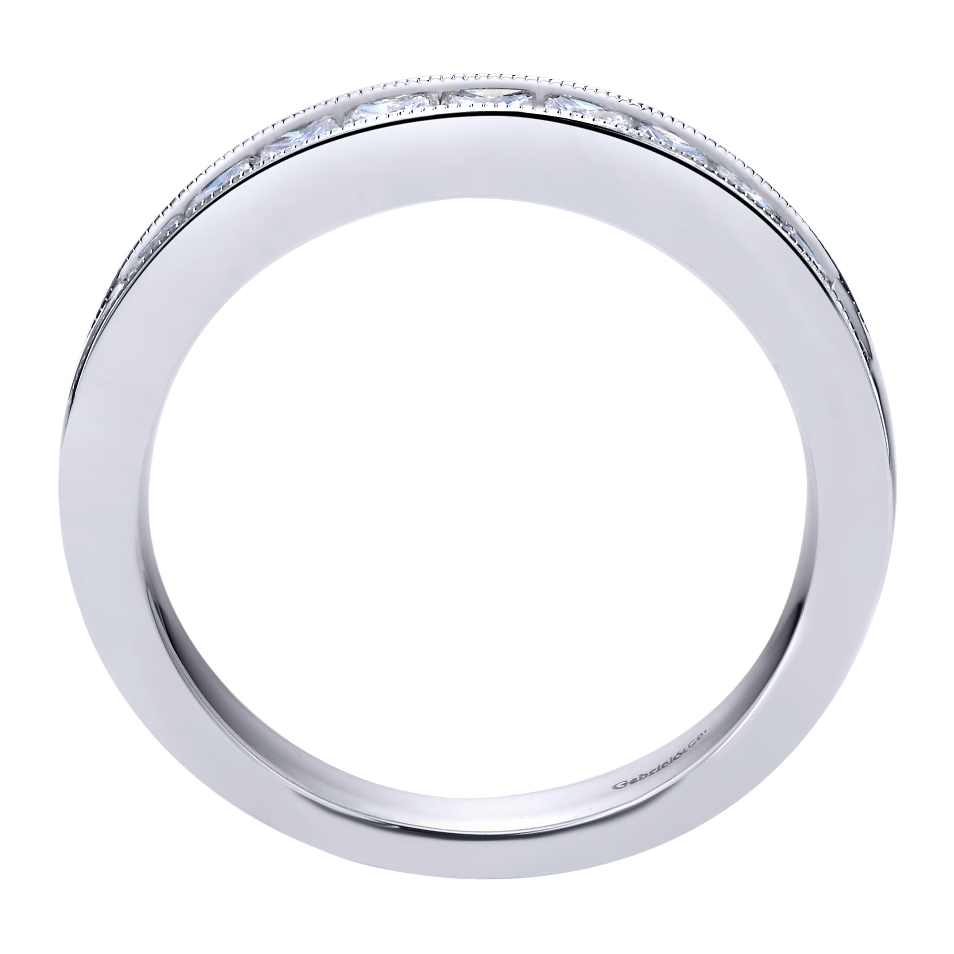Straight Wedding Ring in 14k White Gold with Princess Cut Natural Diamond at Gabriel & Co. - Shot 2