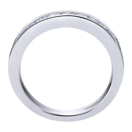 Estrie - 14K White Gold Princess Cut 9 Stone Channel Set Diamond Wedding Band