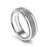 Ethan - 14K White Gold 7mm - Center Rope Channels and Polished Edge Men's Wedding Band in High Polished Finish