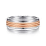 Ethan - 14K White-Rose Gold 7mm - Two Tone Men's Wedding Band in High Polished Finish